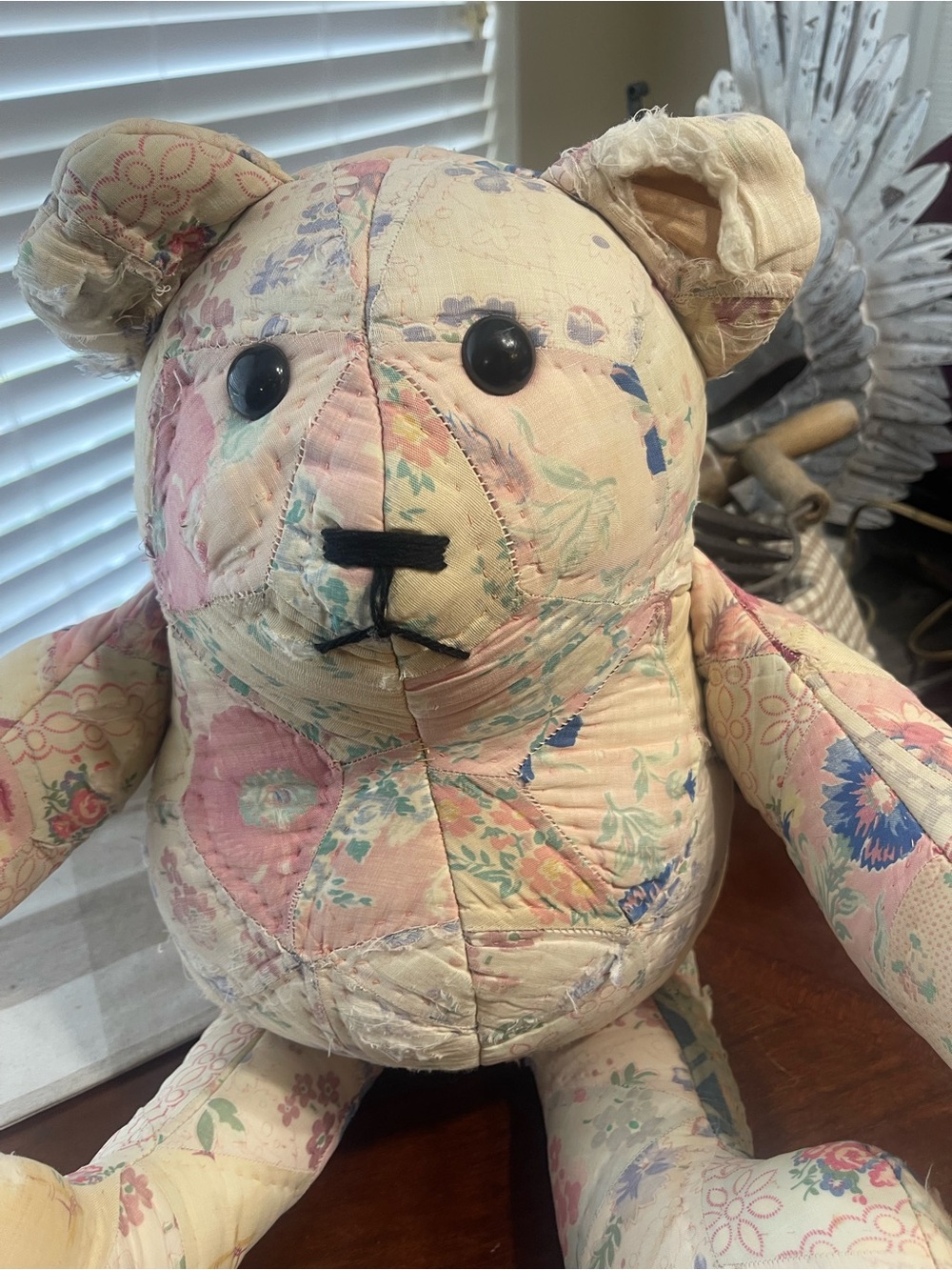 Vintage Handmade Quilt Patchwork Stuffed Bear large - Picture 7 of 8